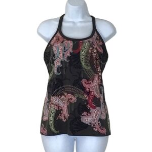 Athleta Pavitra Paisley Racerback Tank Top Size M Built-In Bra Yoga Workout